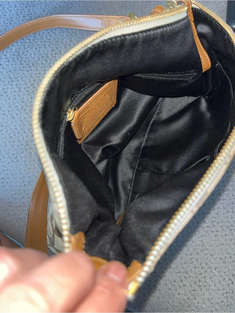 Coach Signature Canvas Crossbody in Brown and Cream